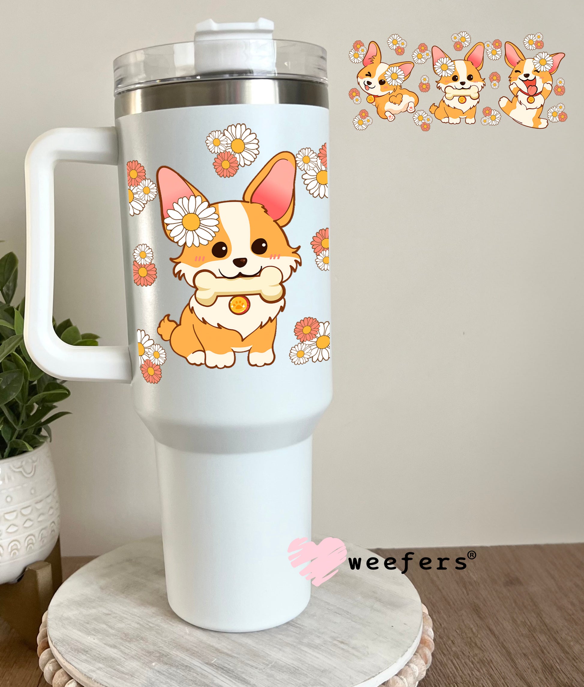 Cutie Corgi Friends UV DTF 40oz Tumbler Cup Wrap