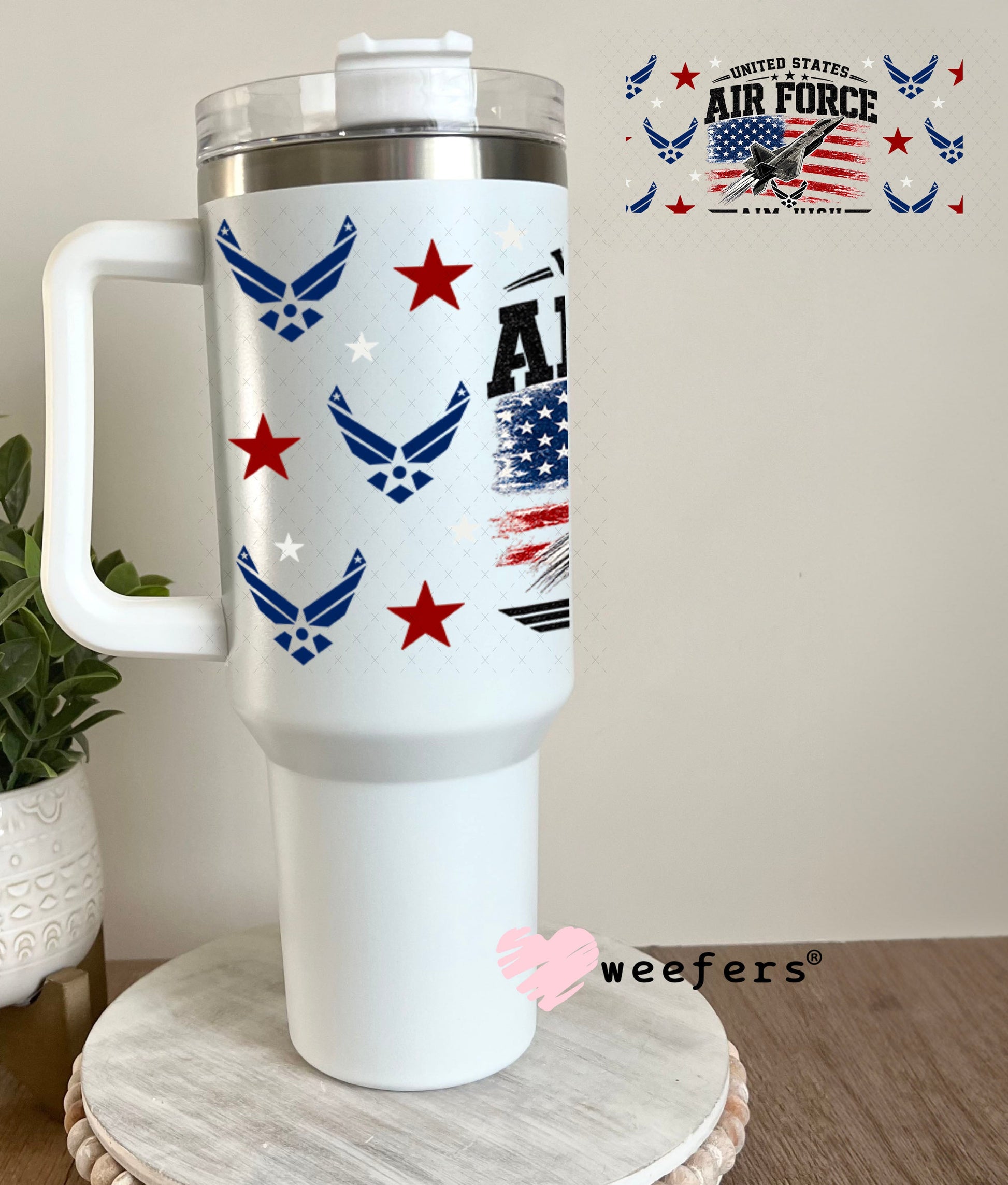 UV DTF Cup Wraps - Uniteds States Airforce Aim High - Weefers® Exclusive 40oz Tumbler Weefers