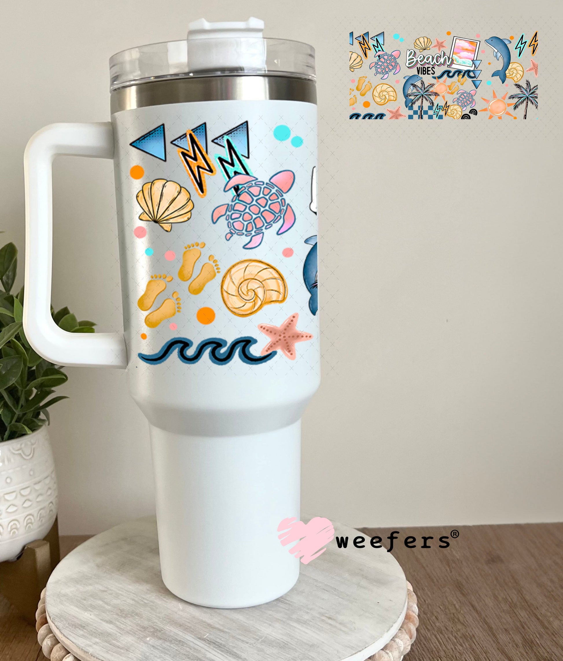UV DTF Cup Wraps - Beach Vibes 40oz Tumbler Weefers