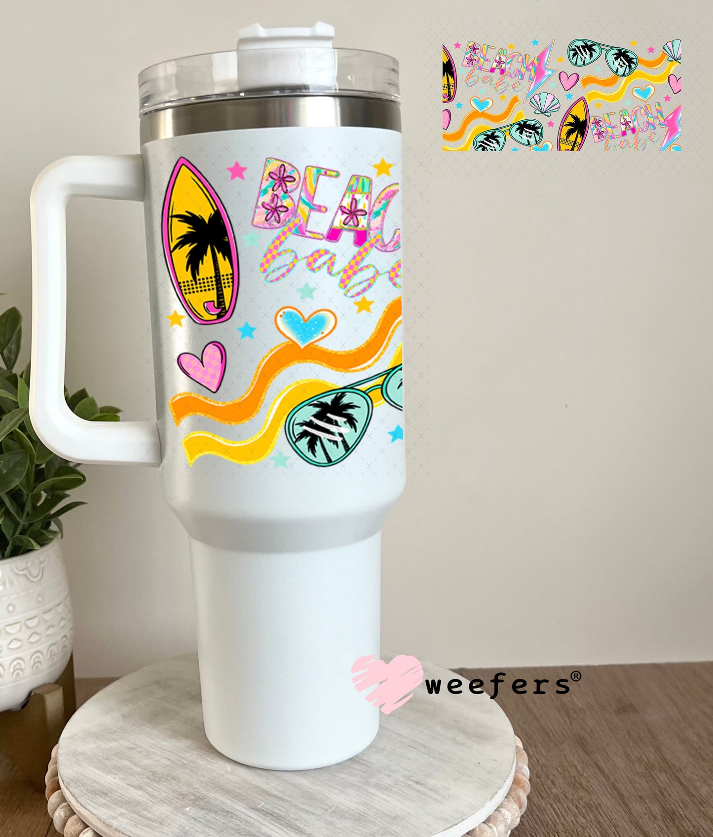 UV DTF Cup Wraps - Beach Babe 40oz Tumbler Weefers