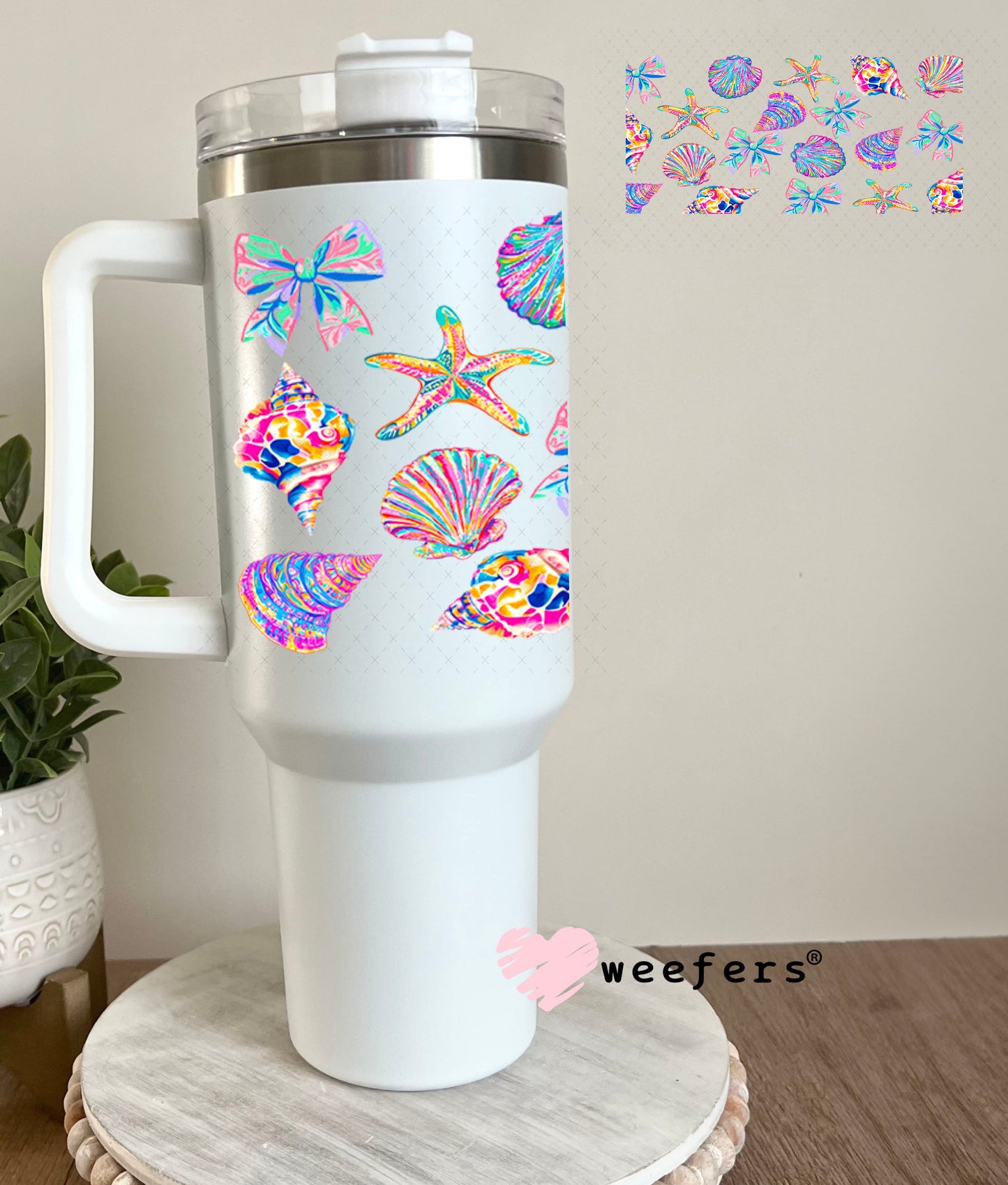 UV DTF Cup Wraps - Under the Ocean Seashells and Starfish 40oz Tumbler Weefers
