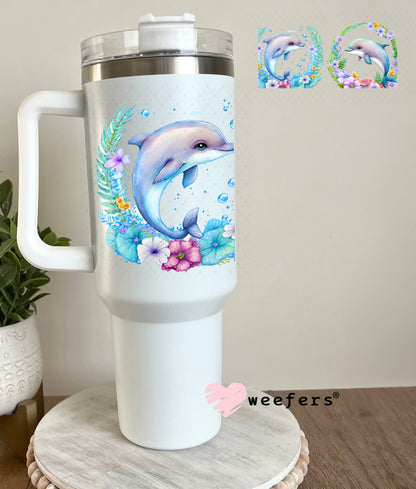 UV DTF Cup Wraps - Dolphins Flowers 40oz Tumbler Weefers