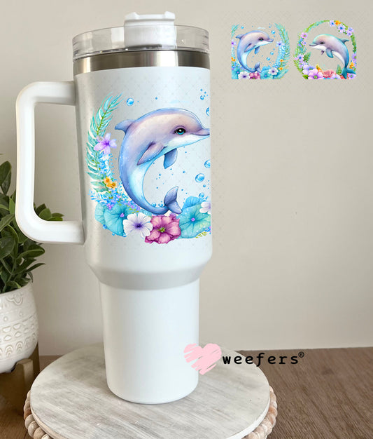UV DTF Cup Wraps - Dolphins Flowers 40oz Tumbler Weefers