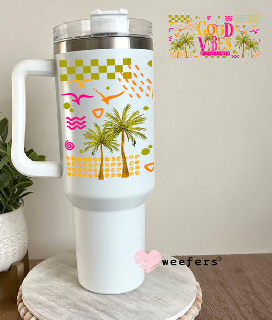 UV DTF Cup Wraps - Good Vibes Green Pink 40oz Tumbler Weefers