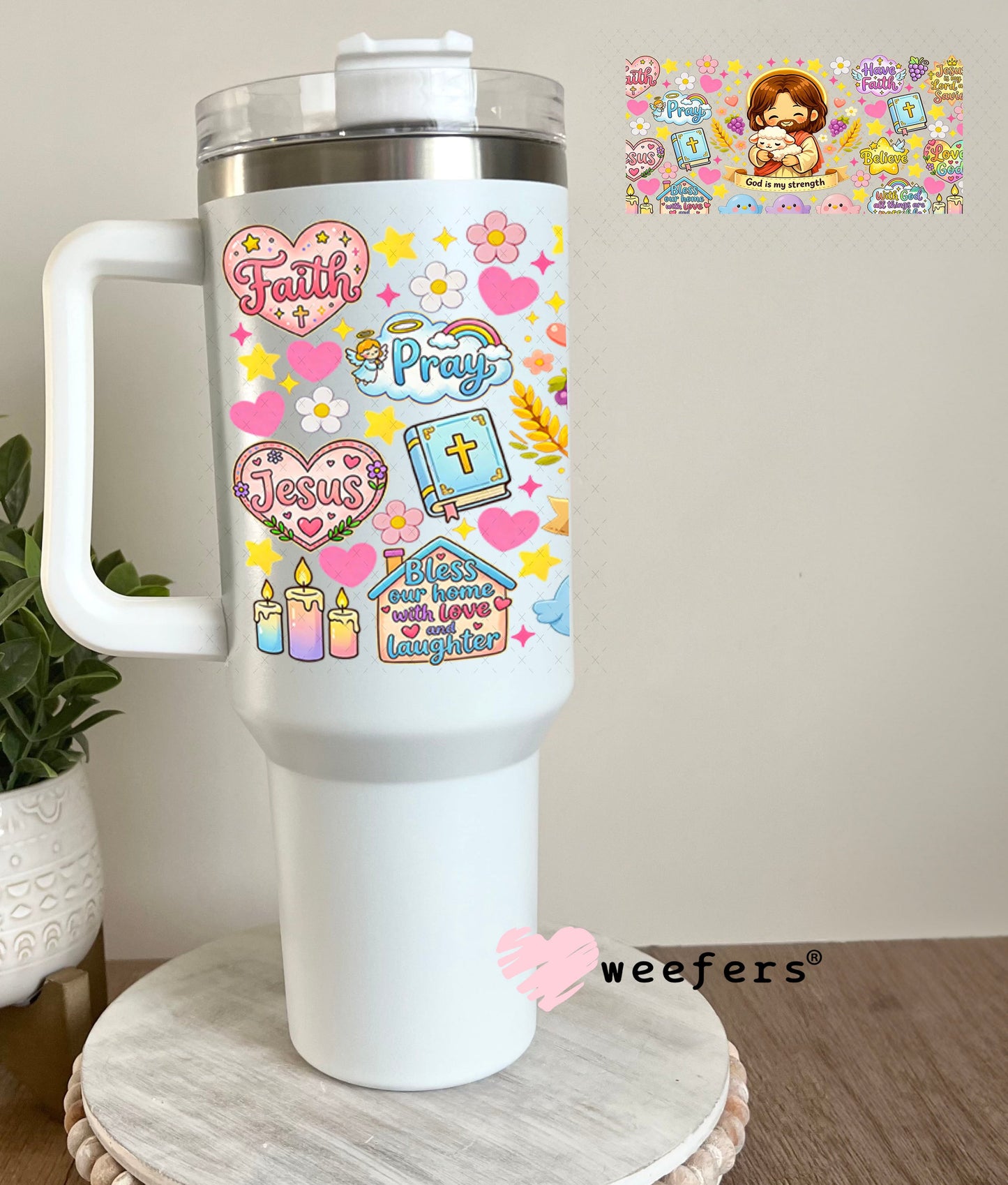 UV DTF Cup Wraps - God is my Strength 40oz Tumbler Weefers