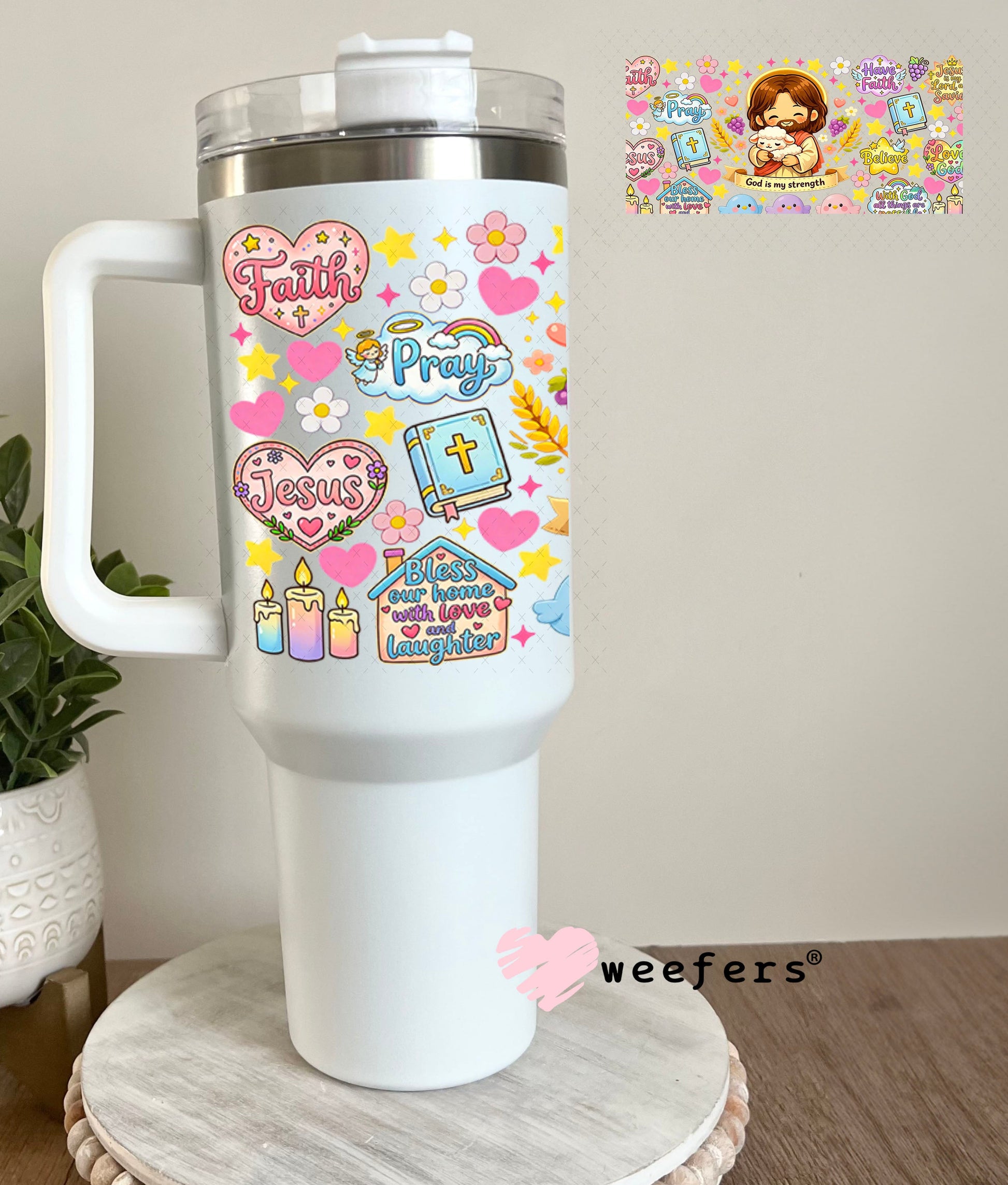 UV DTF Cup Wraps - God is my Strength 40oz Tumbler Weefers