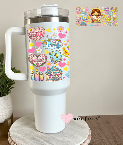UV DTF Cup Wraps - God is my Strength 40oz Tumbler Weefers