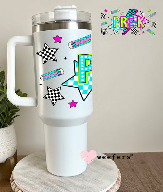 UV DTF Cup Wraps - Pre-K Checkered 40oz Tumbler Weefers