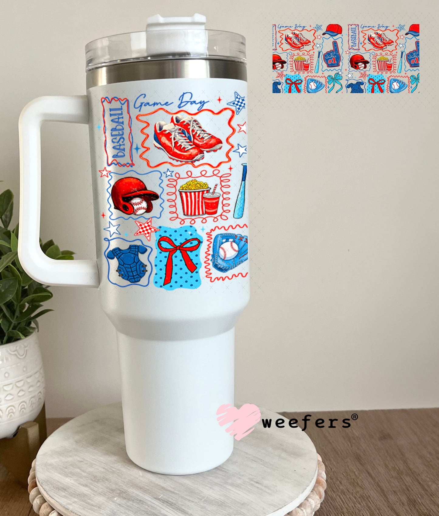 UV DTF Cup Wraps - Retro Baseball Gameday 40oz Tumbler Weefers