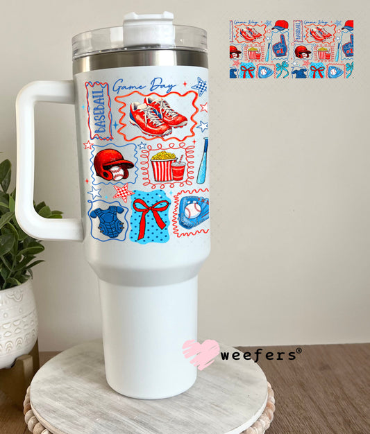 UV DTF Cup Wraps - Retro Baseball Gameday 40oz Tumbler Weefers