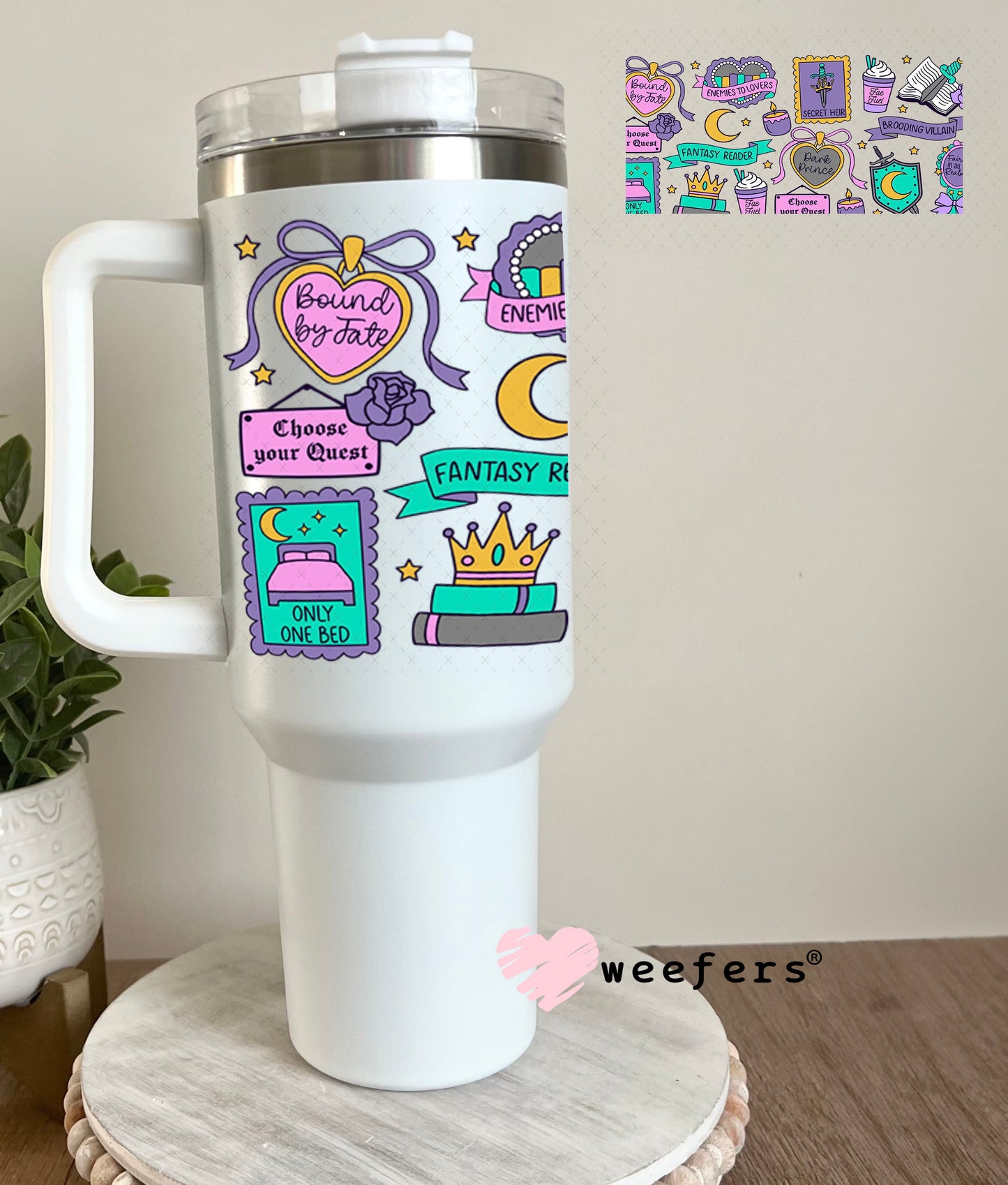 UV DTF Cup Wraps - Dark Romance Book Lover 40oz Tumbler Weefers