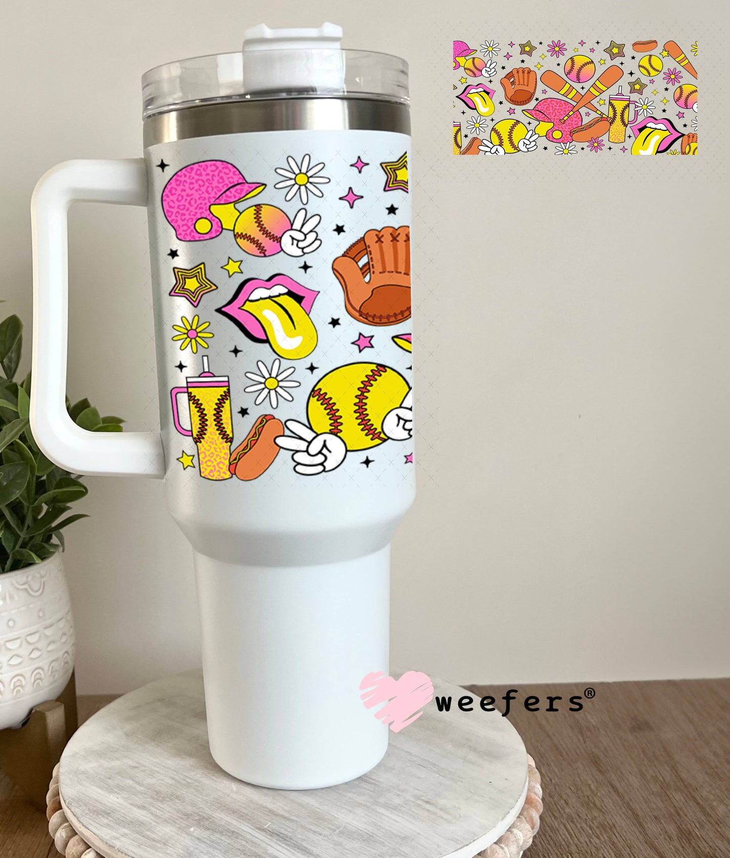 UV DTF Cup Wraps - Retro Softball Favorite Things 40oz Tumbler Weefers