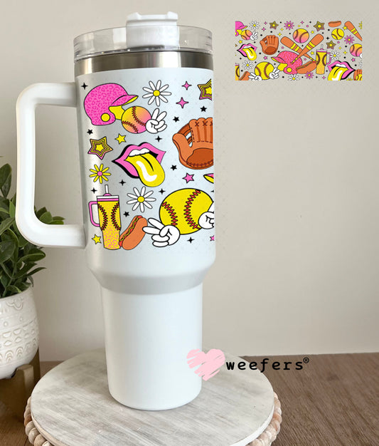 UV DTF Cup Wraps - Retro Softball Favorite Things 40oz Tumbler Weefers