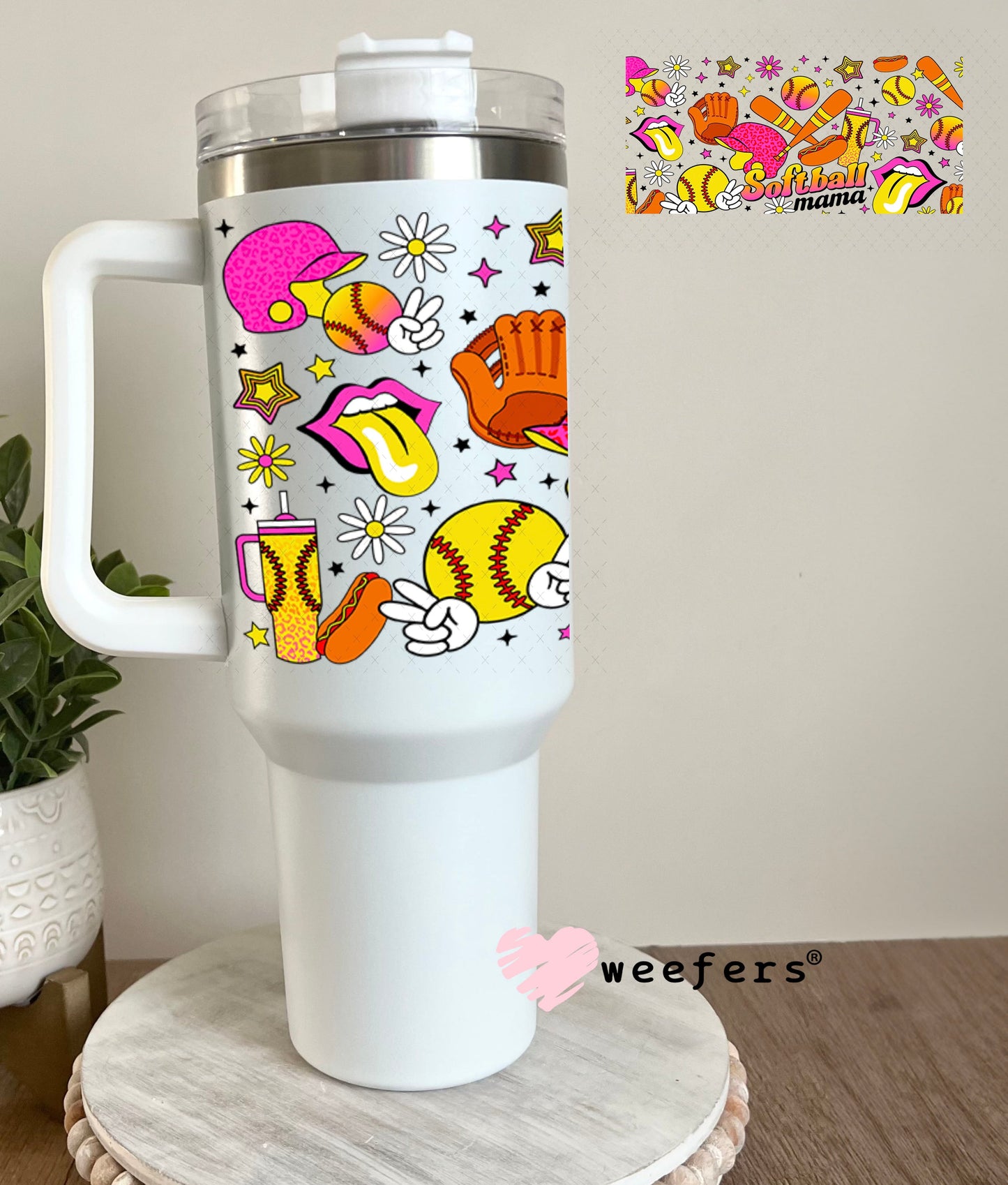 UV DTF Cup Wraps - Softball Mama Retro 40oz Tumbler Weefers