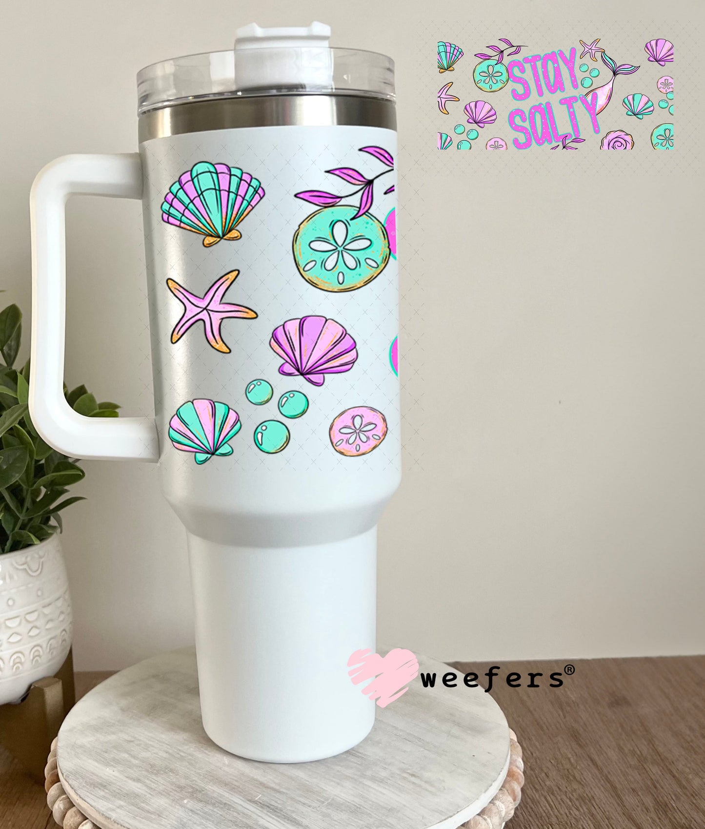 UV DTF Cup Wraps - Stay Salty Teal Purple 40oz Tumbler Weefers