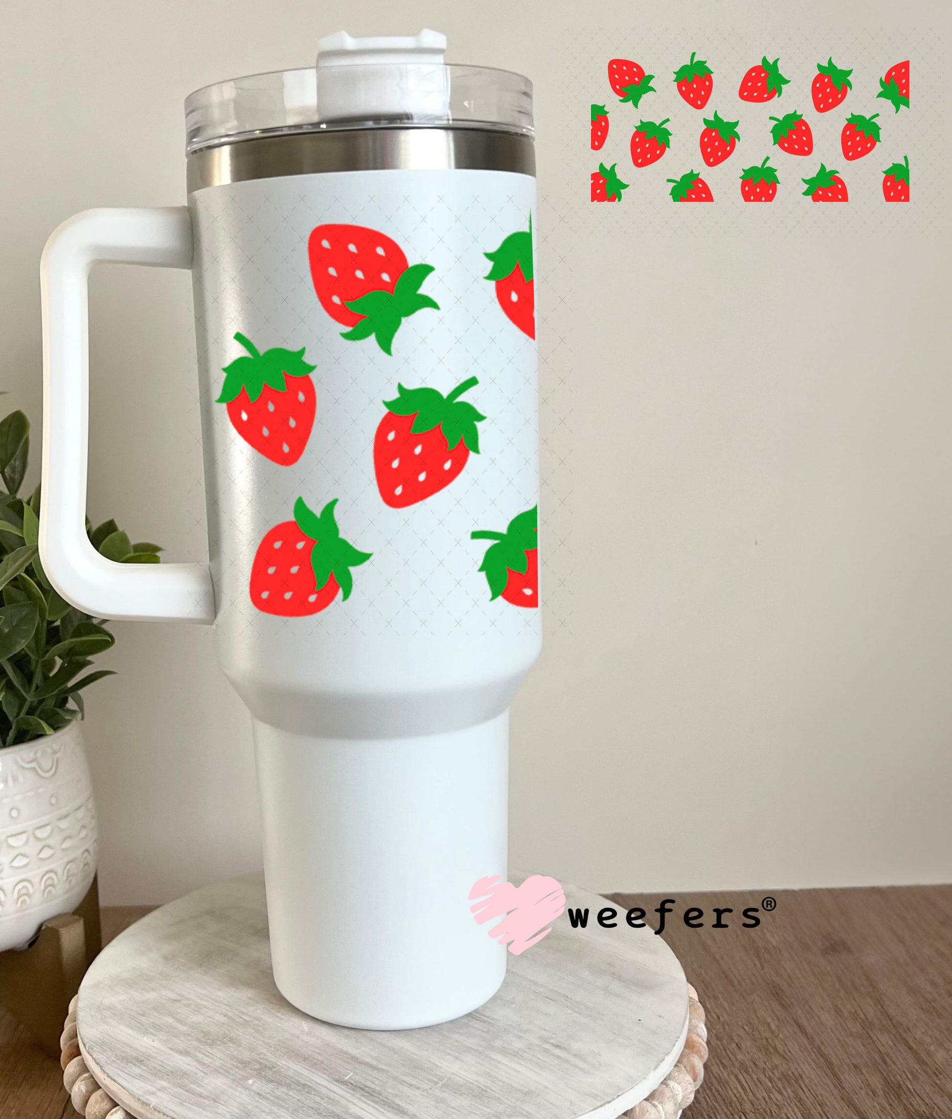 UV DTF Cup Wraps - Strawberries 40oz Tumbler Weefers