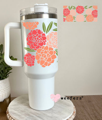 UV DTF Cup Wraps - Peonies Peach 40oz Tumbler Weefers