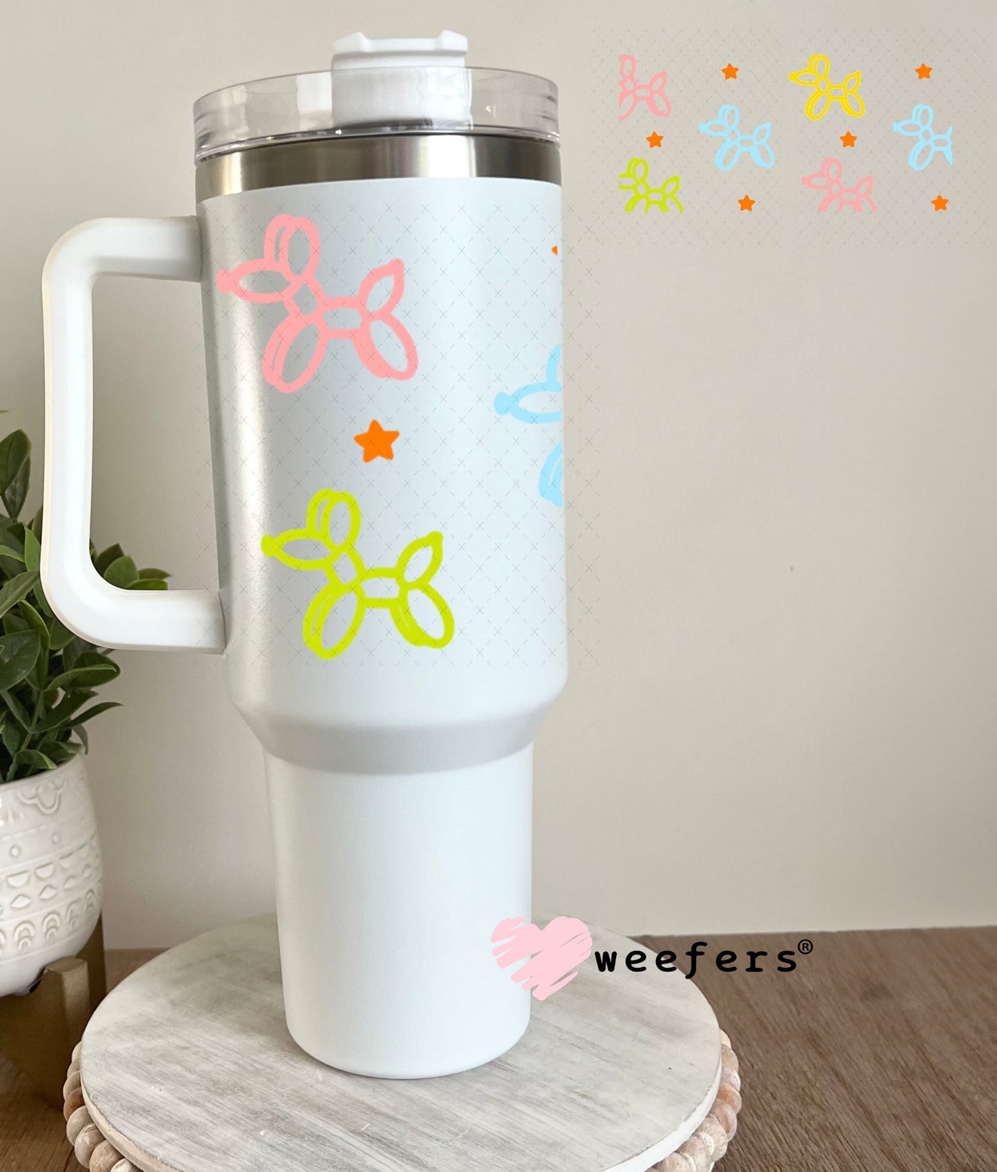 UV DTF Cup Wraps - Balloon Dog Outlined 40oz Tumbler Weefers