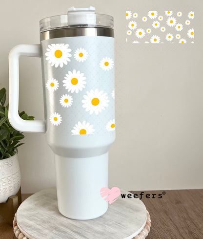 UV DTF Cup Wraps - White Daisies 40oz Tumbler Weefers