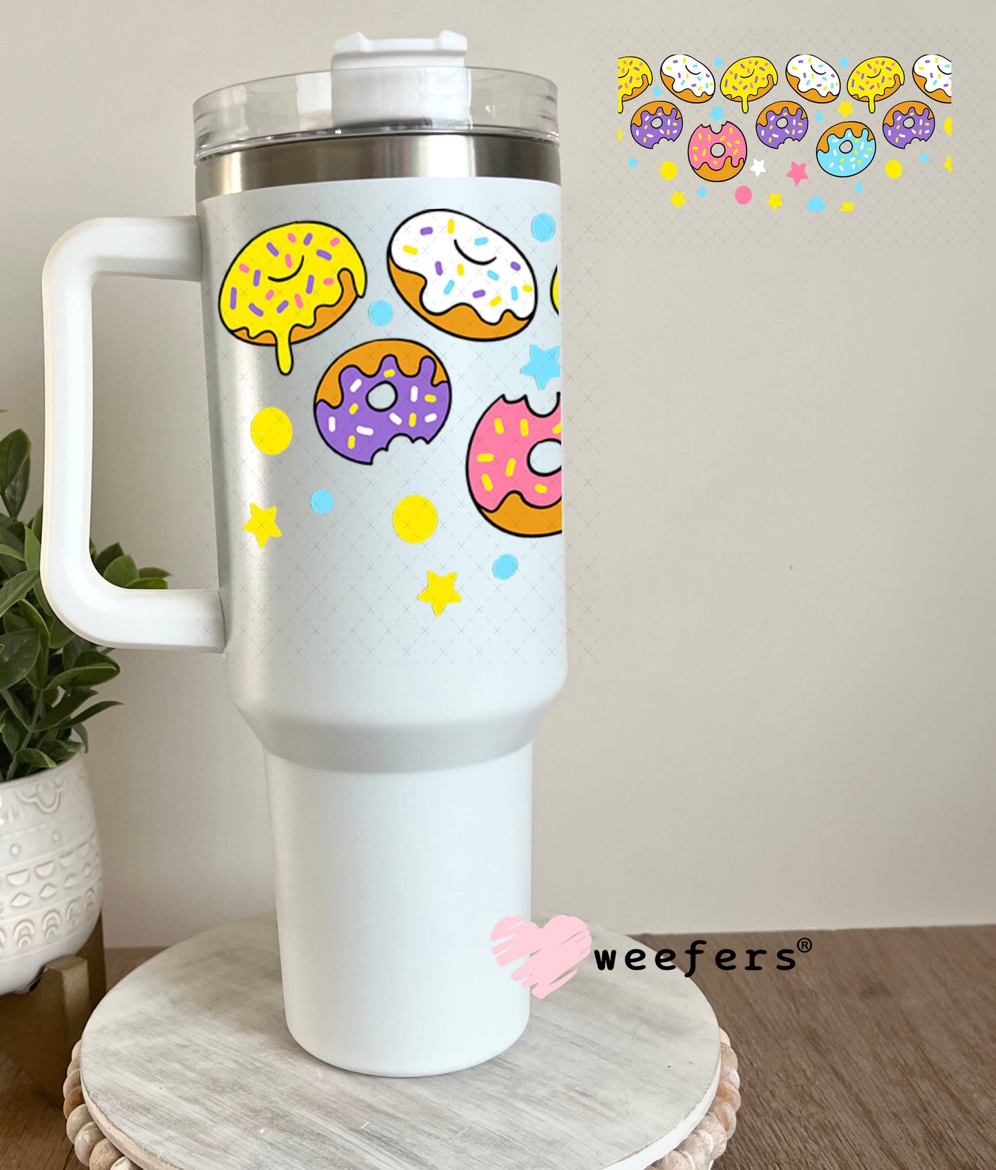 UV DTF Cup Wraps - Yummy Donuts 40oz Tumbler Weefers