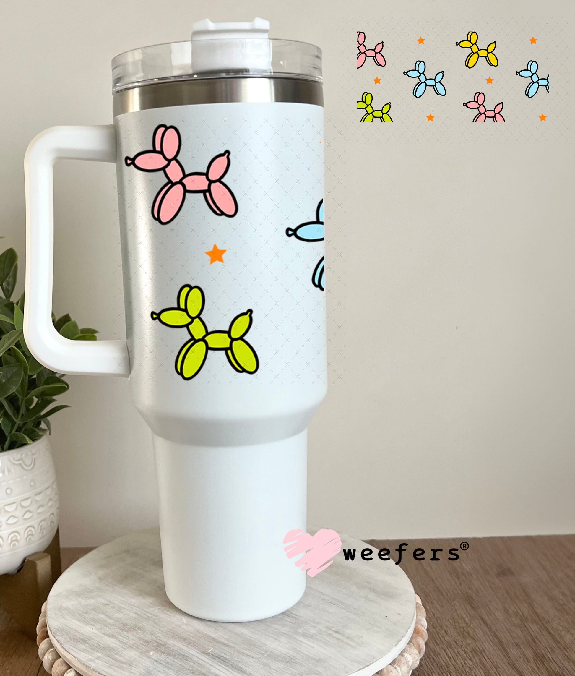 UV DTF Cup Wraps - Balloon Dog Filled 40oz Tumbler Weefers