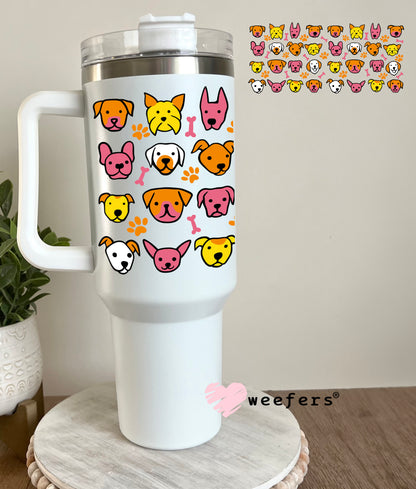 Dog Head Friends Orange and Yellow UV DTF Cup Wrap 40oz Tumbler Cup Wrap Weefers