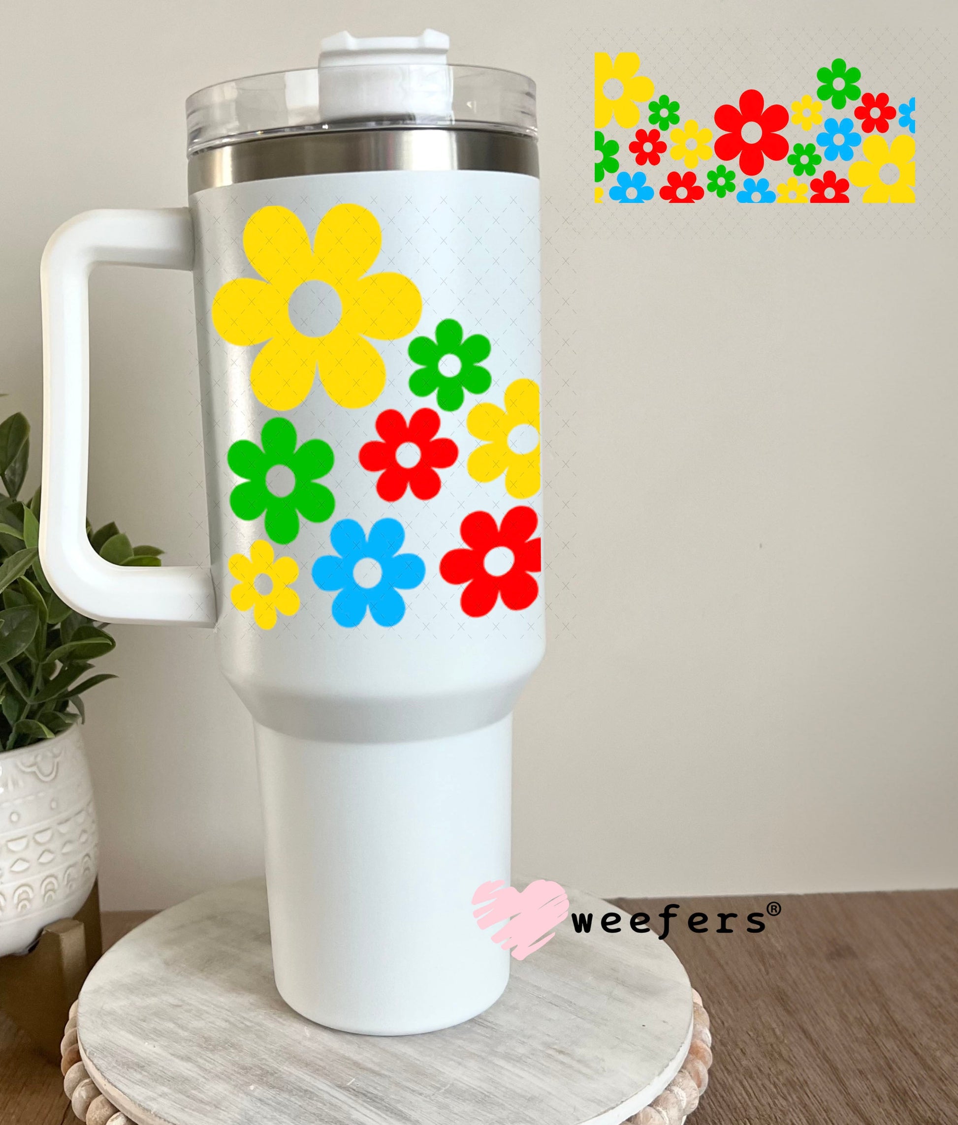 UV DTF Cup Wraps - Autism Awareness Flowers 40oz Tumbler Weefers