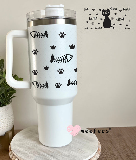 UV DTF Cup Wraps - Black Cat Fish Bones 40oz Tumbler Weefers