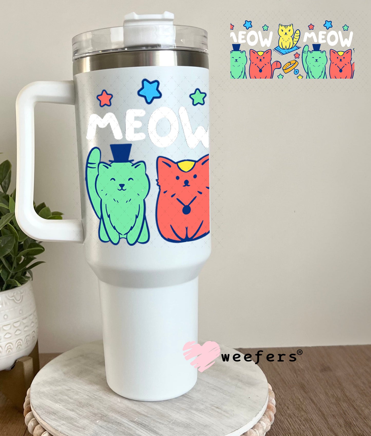 UV DTF Cup Wraps - Meow Cat Friends 40oz Tumbler Weefers