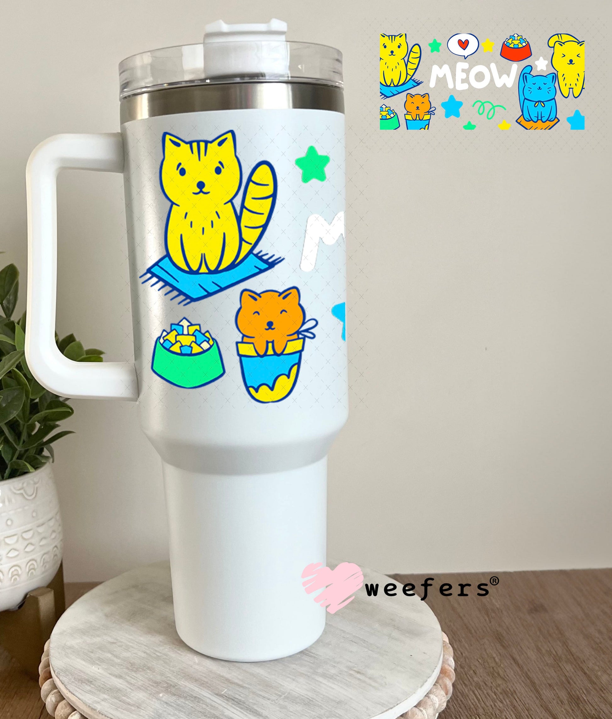 UV DTF Cup Wraps - Meow Cats 40oz Tumbler Weefers
