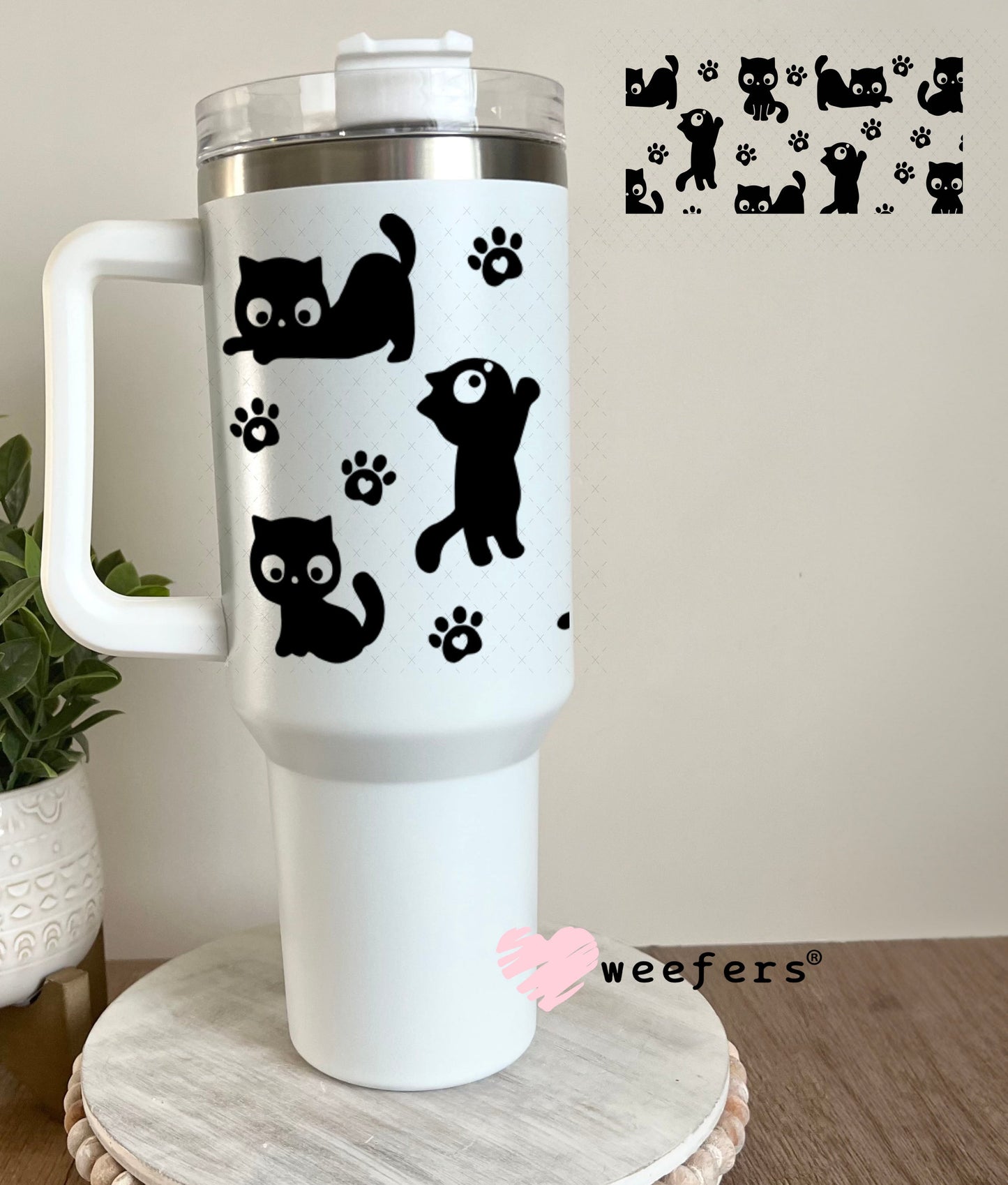 UV DTF Cup Wraps - Black Cats 40oz Tumbler Weefers