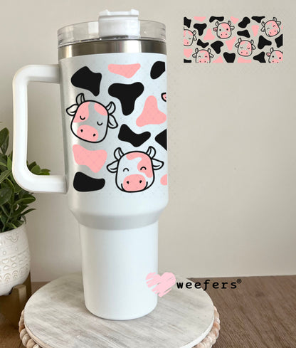UV DTF Cup Wraps - Pink and Black Cows 40oz Tumbler Weefers