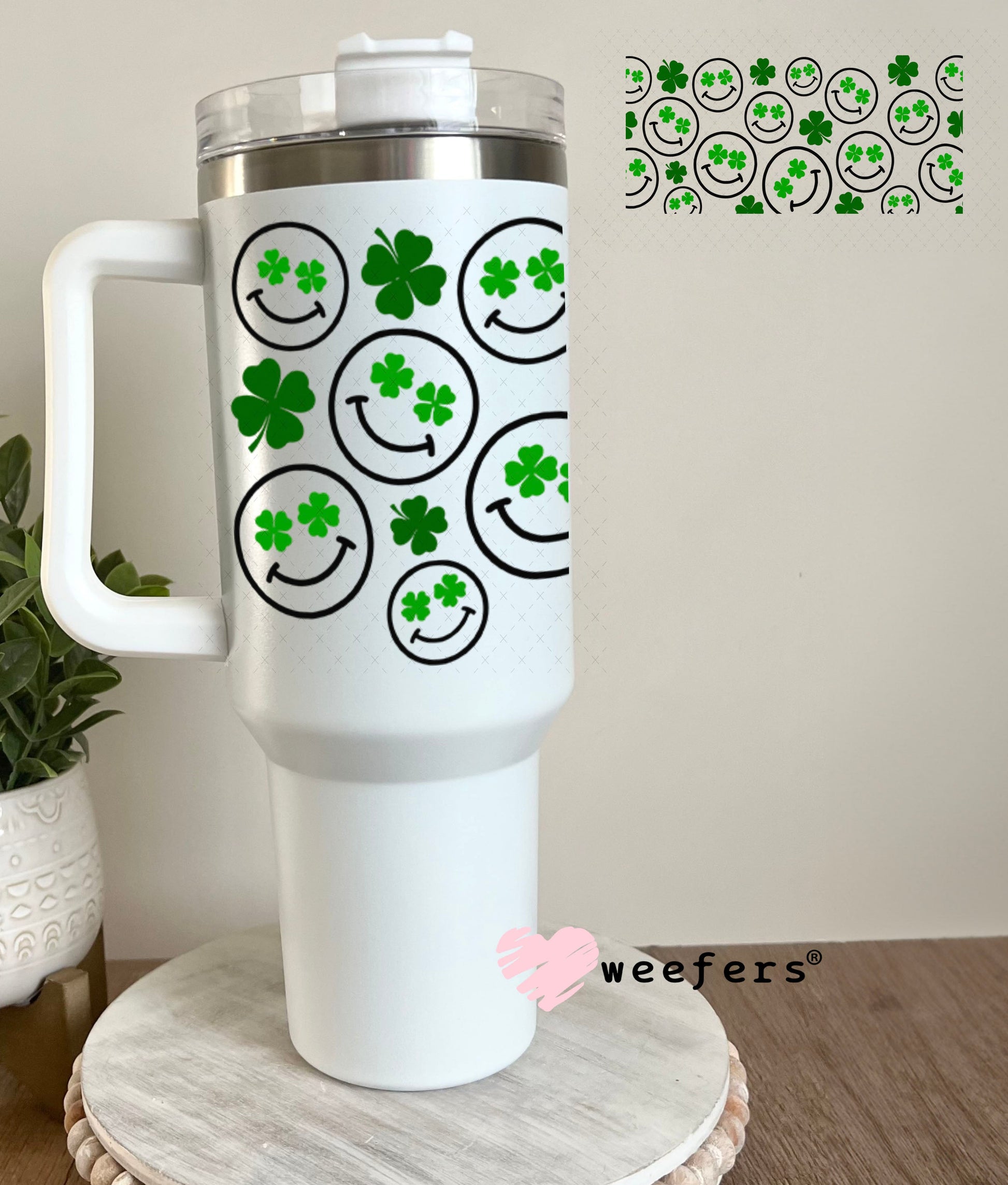 UV DTF Cup Wraps - St Patrick's Day Happy Faces 40oz Tumbler Weefers