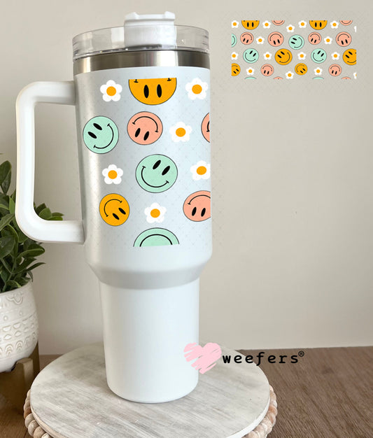 UV DTF Cup Wraps - Happy Retro Faces 40oz Tumbler Weefers