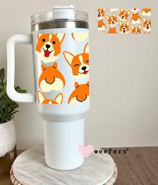 UV DTF Cup Wraps - Happy Corgi Faces 40oz Tumbler Weefers