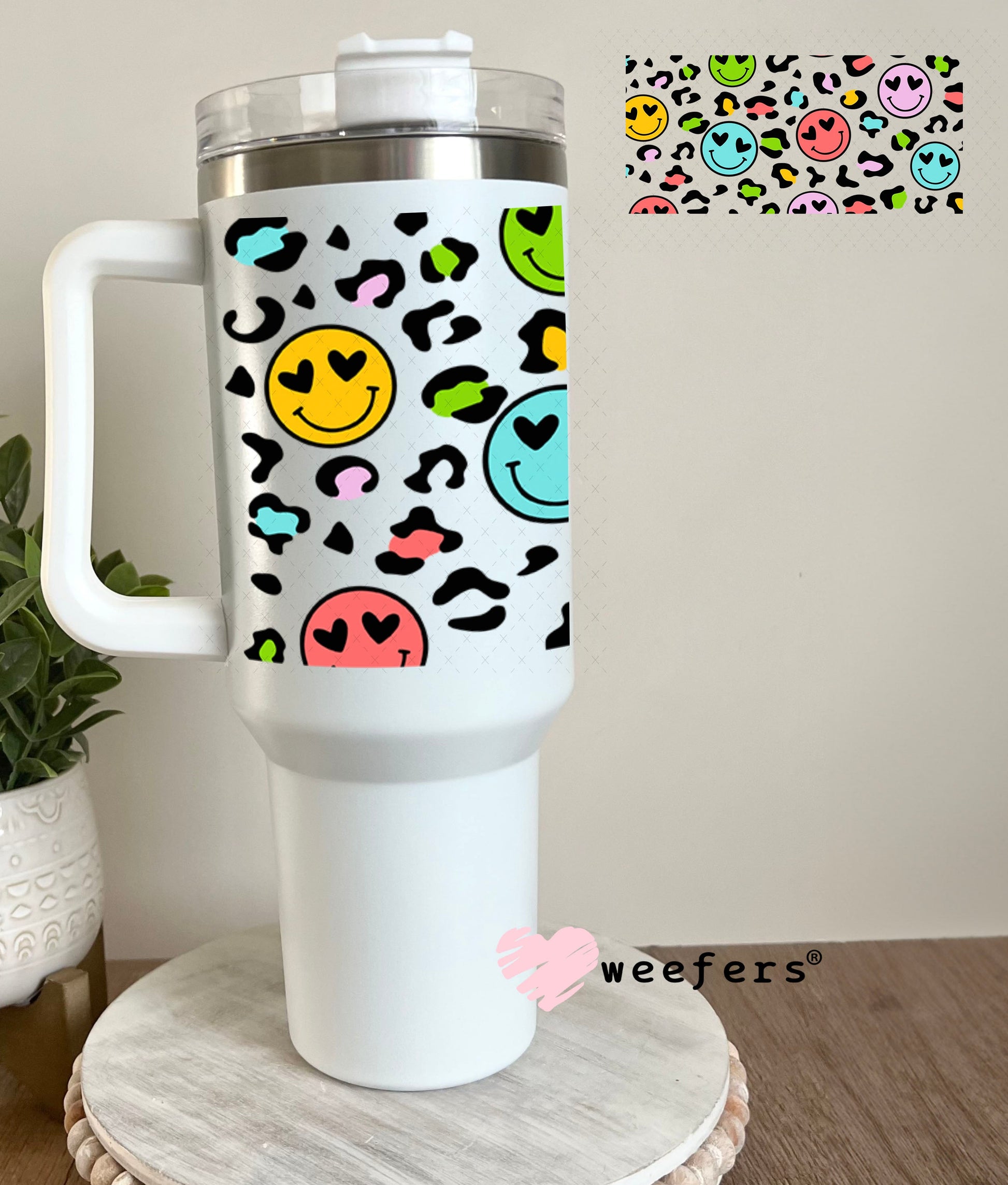 UV DTF Cup Wraps - Happy Cheetah Faces 40oz Tumbler Weefers