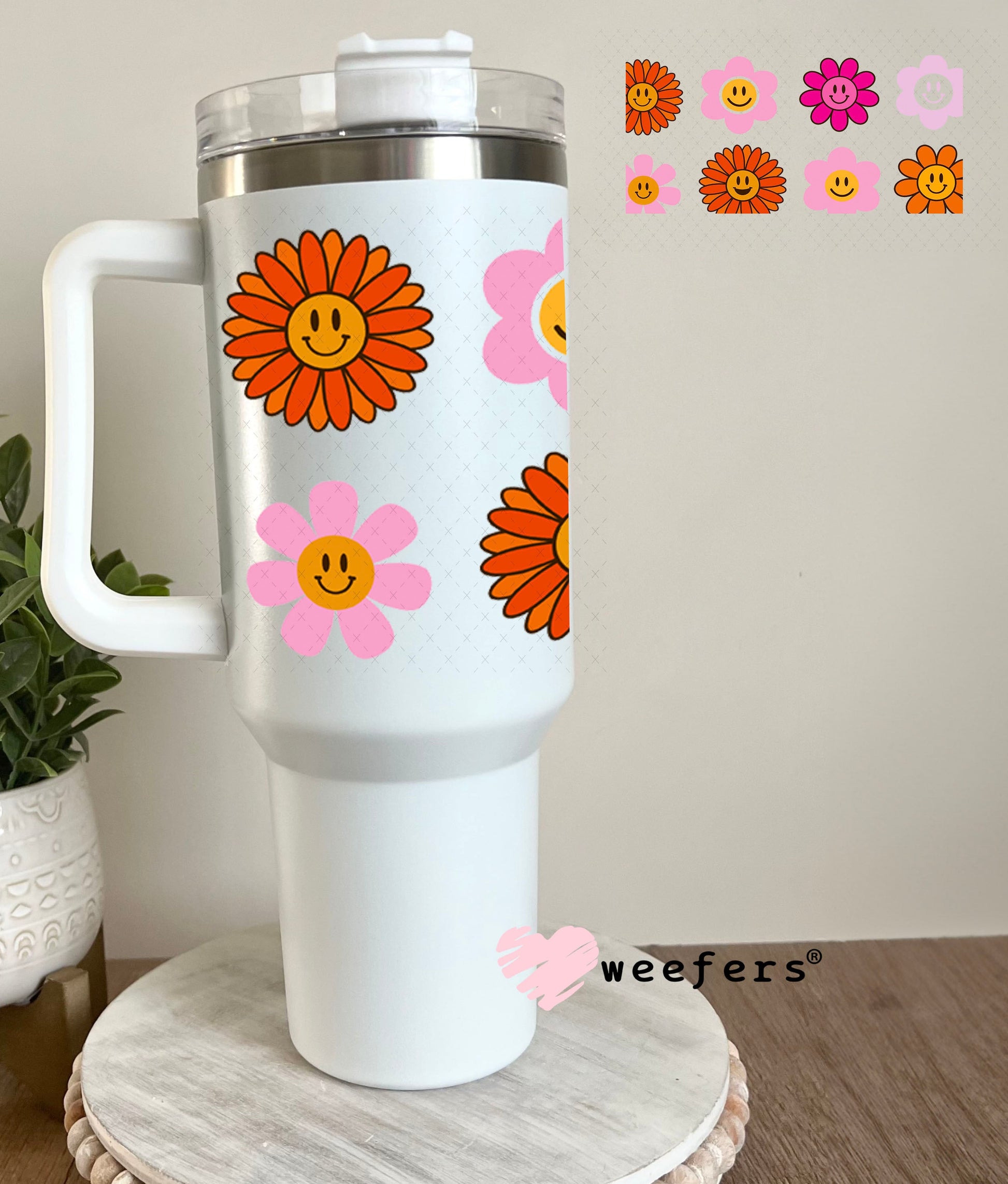 UV DTF Cup Wraps - Happy Flowers 40oz Tumbler Weefers