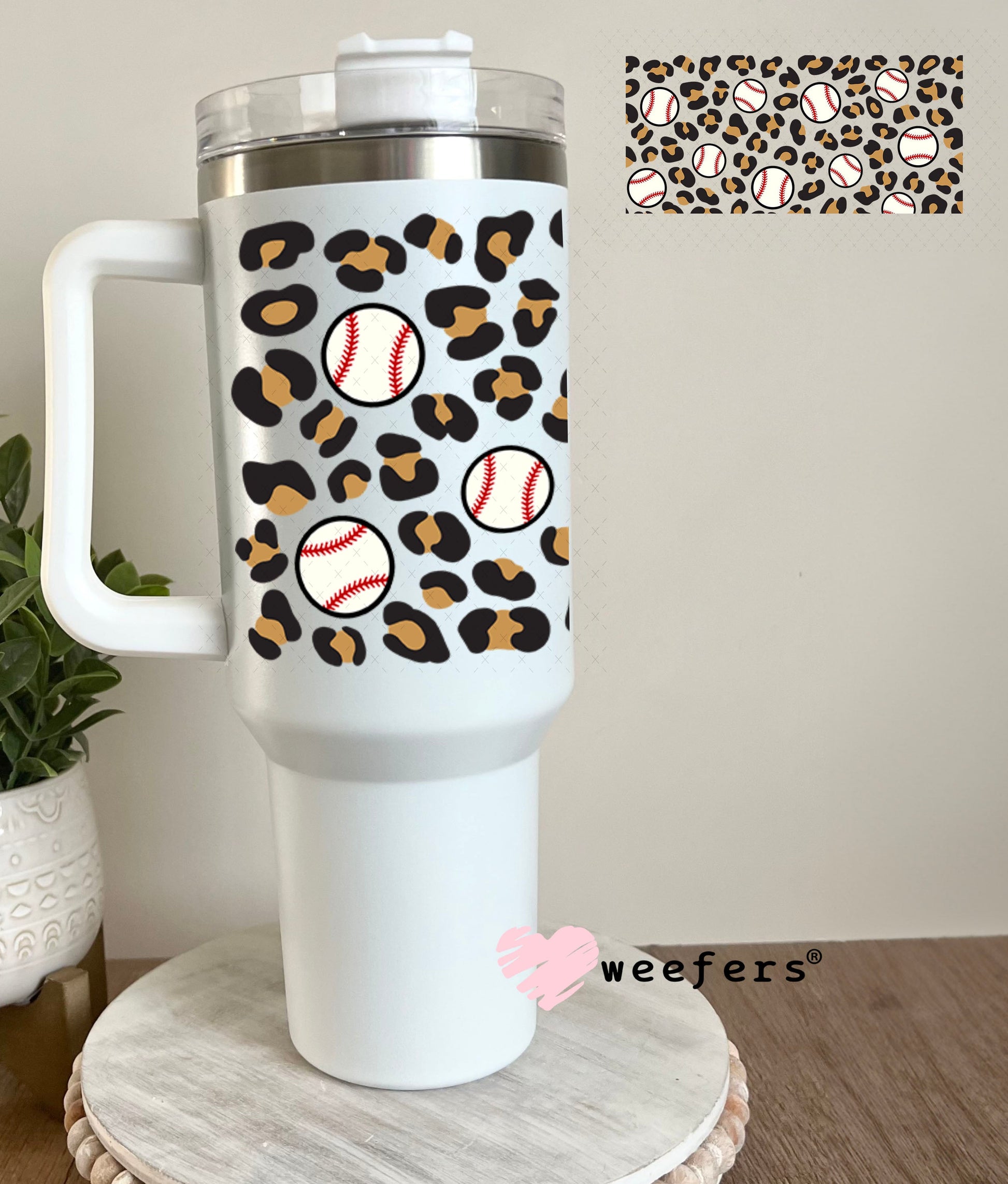 UV DTF Cup Wraps - Cheetah Baseball 40oz Tumbler Weefers