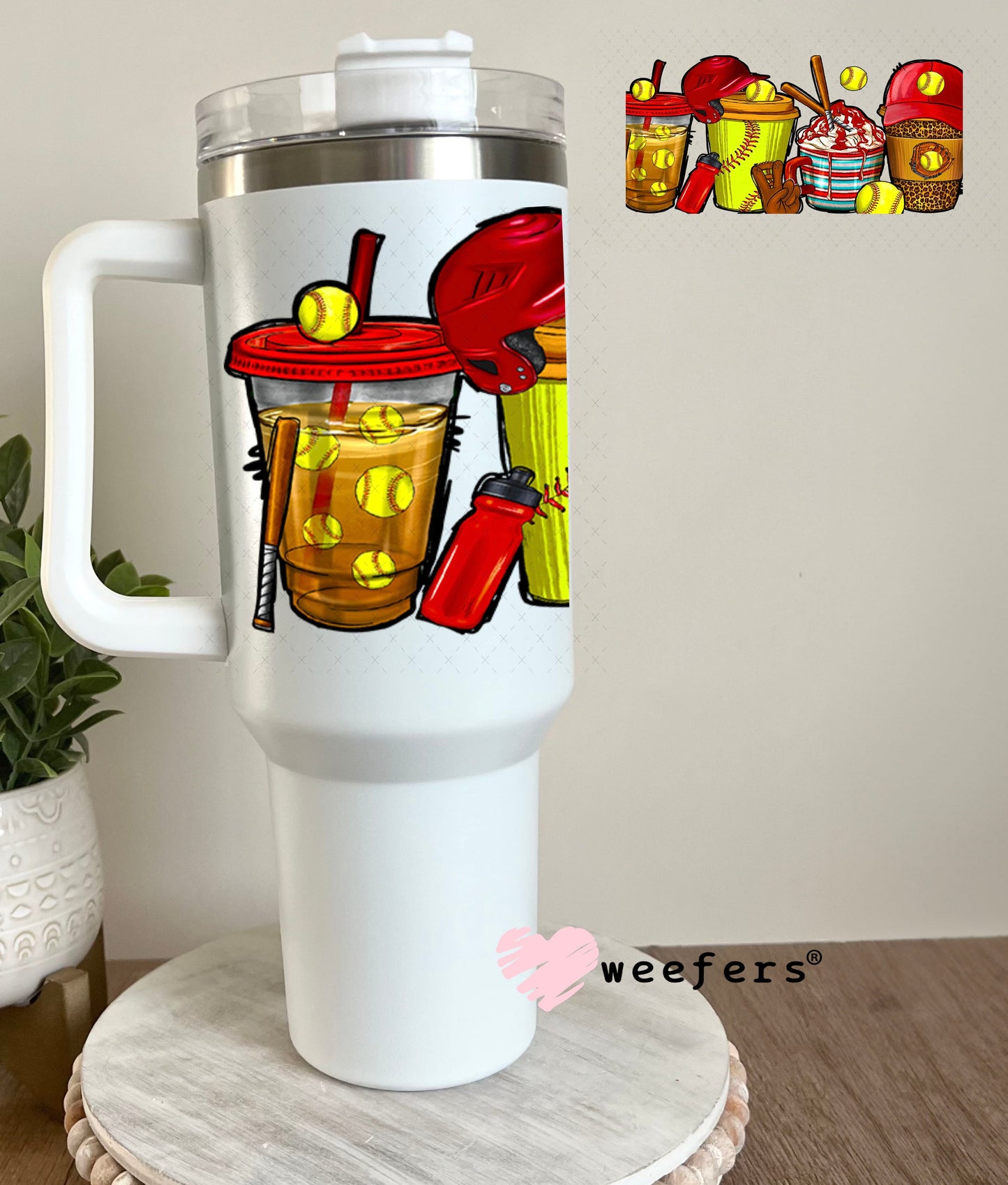 UV DTF Cup Wraps - Softball Coffee 40oz Tumbler Weefers