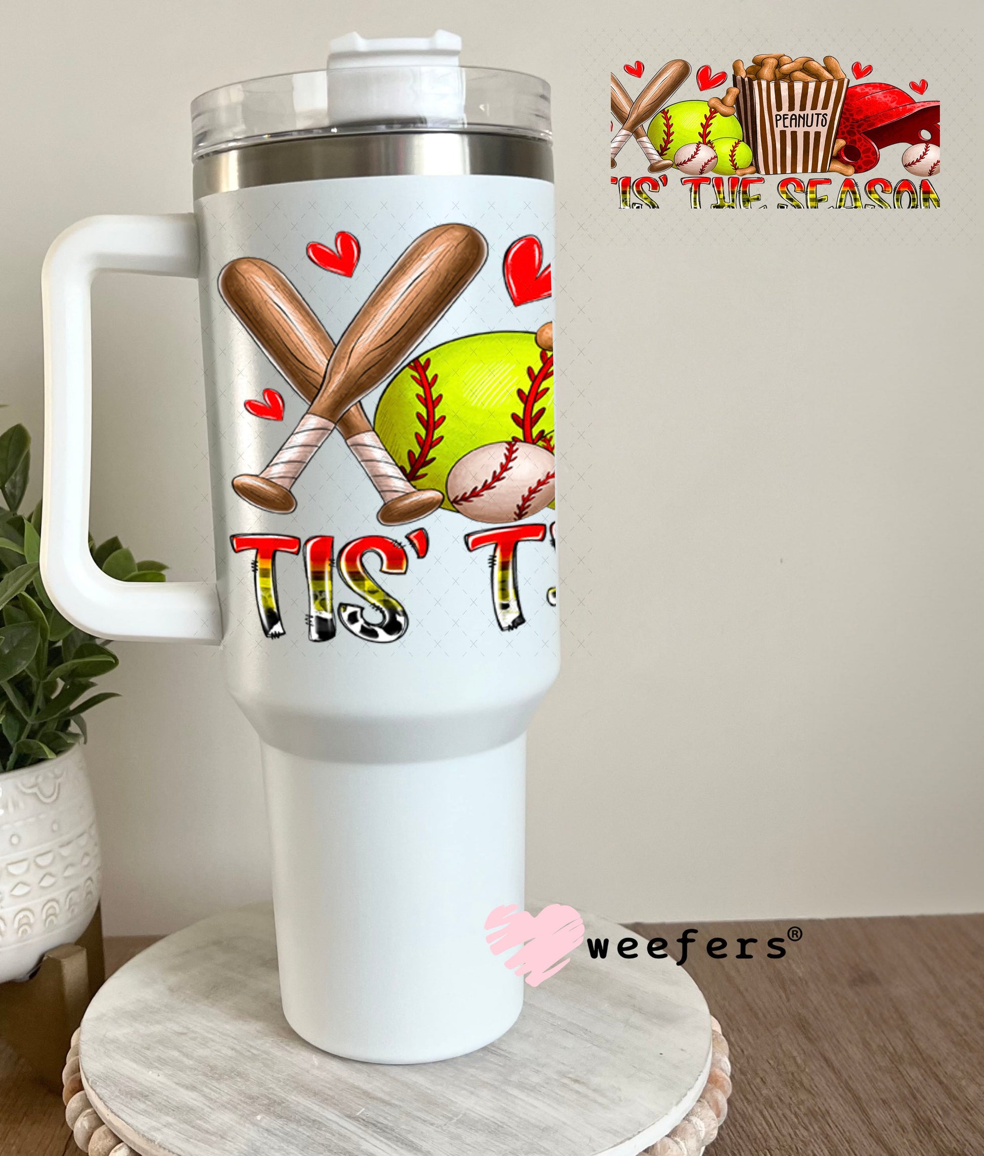 UV DTF Cup Wraps - Tis' The Season Softball 40oz Tumbler Weefers