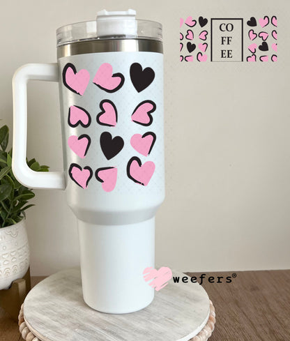 UV DTF Cup Wraps - Coffee Hearts 40oz Tumbler Weefers