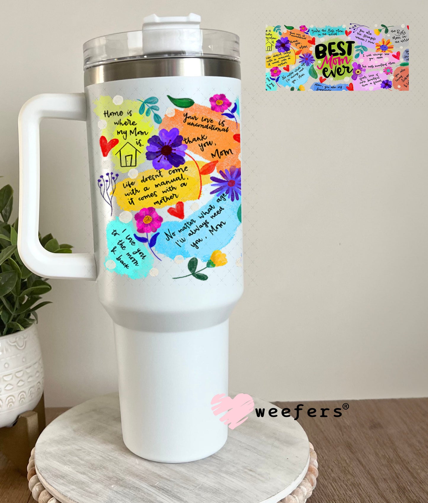 UV DTF Cup Wraps - Best Mom Ever Quotes 40oz Tumbler Weefers