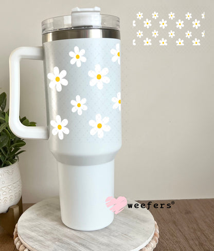 UV DTF Cup Wraps - White Daisies 40oz Tumbler Weefers