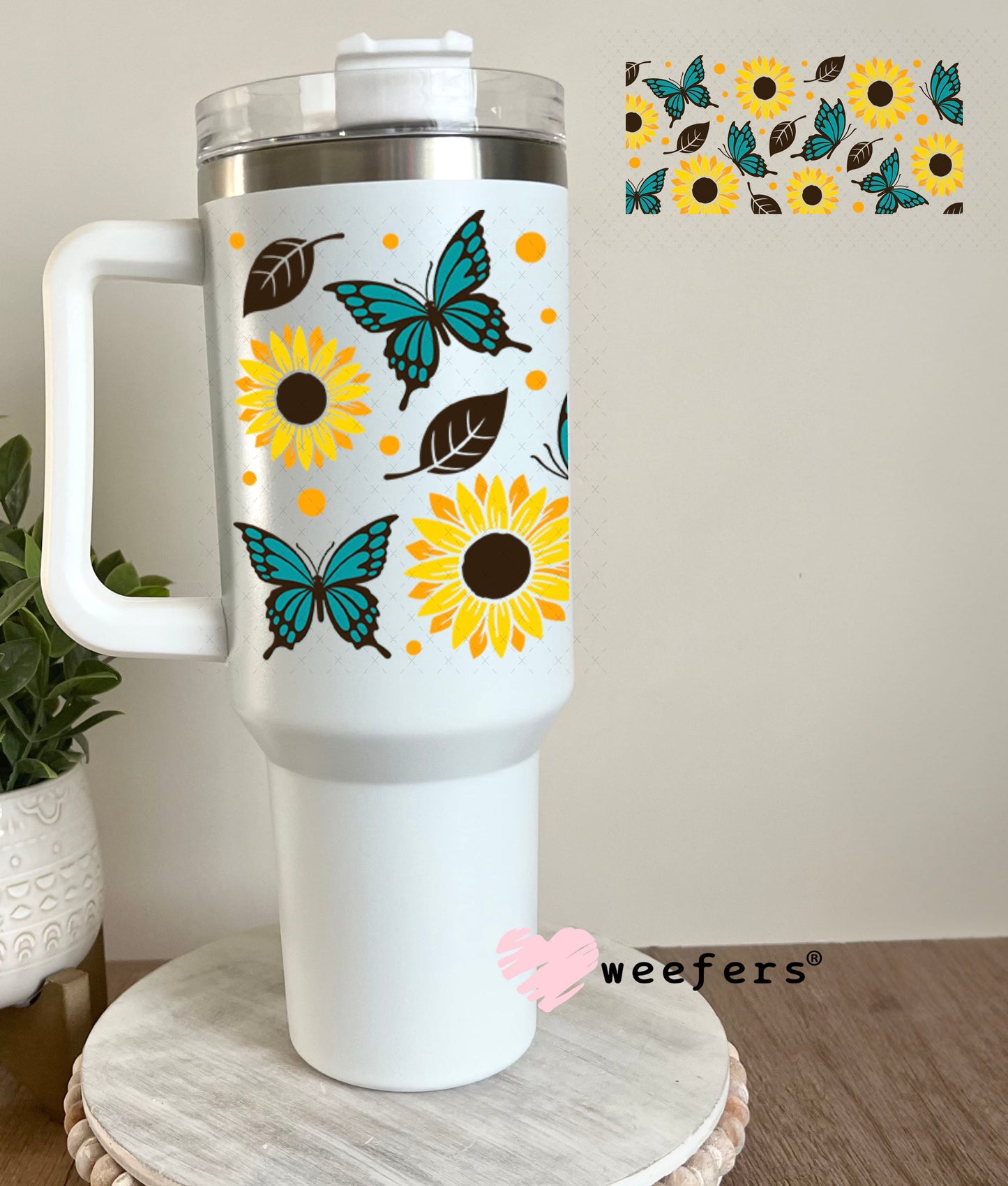 UV DTF Cup Wraps - Sunflowers and Butterflies 40oz Tumbler Weefers