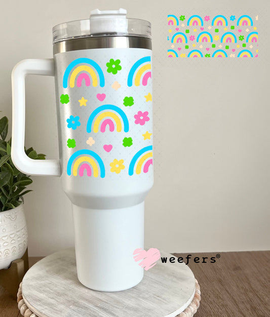 UV DTF Cup Wraps - Rainbows Blue Yellow Pink 40oz Tumbler Weefers