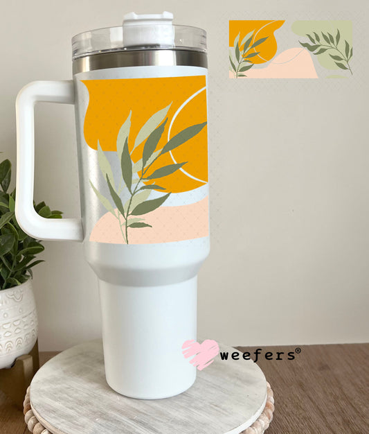 UV DTF Cup Wraps - Abstract Green Orange Leaves 40oz Tumbler Weefers