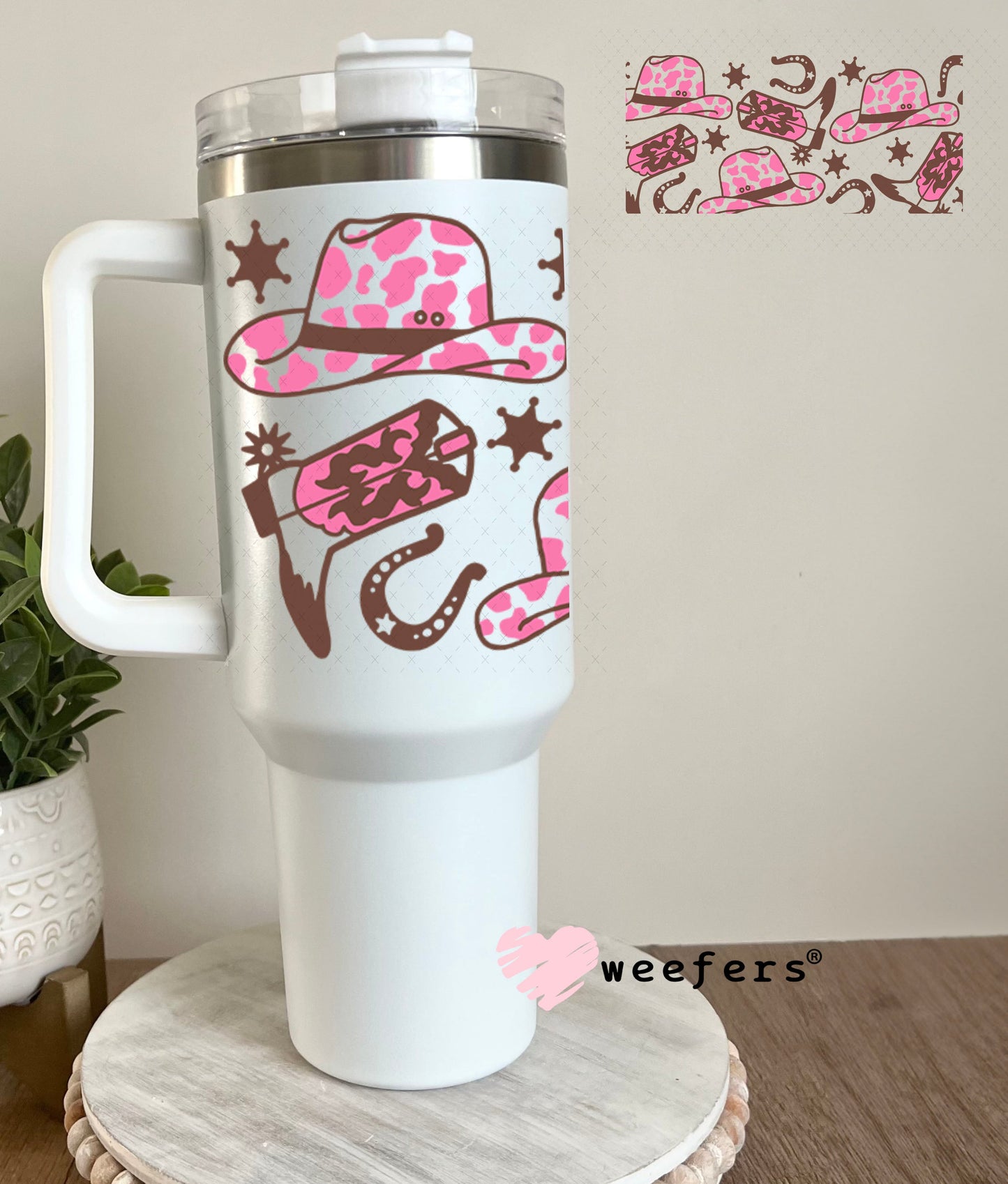 UV DTF Cup Wraps - Pink Brown Cowgirl Things 40oz Tumbler Weefers