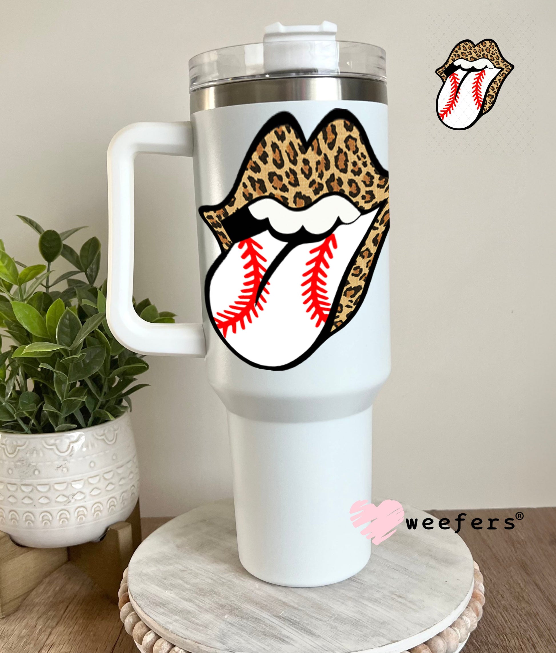 UV DTF Decal - Cheetah Print Tongue 40oz Tumbler Weefers