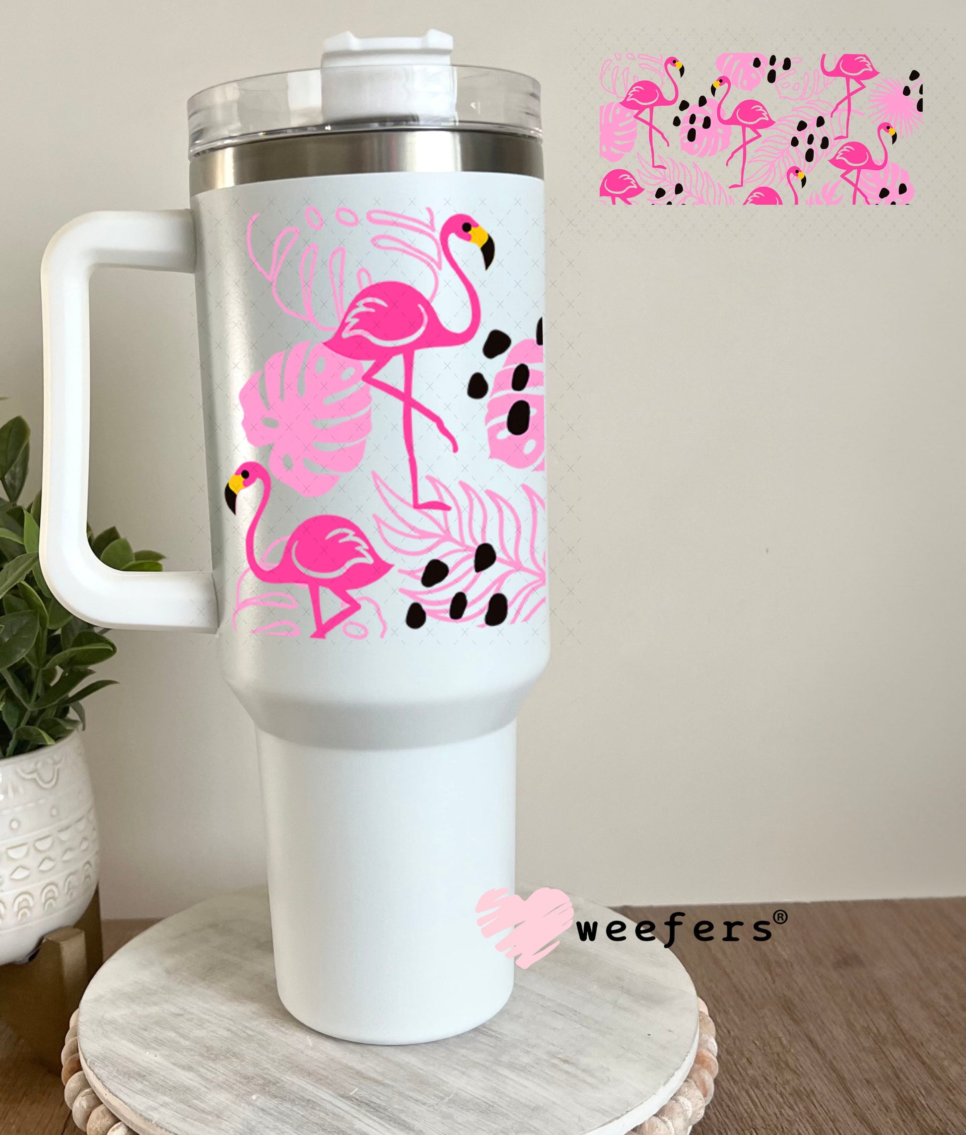 UV DTF Cup Wraps - Flamingos 40oz Tumbler Weefers