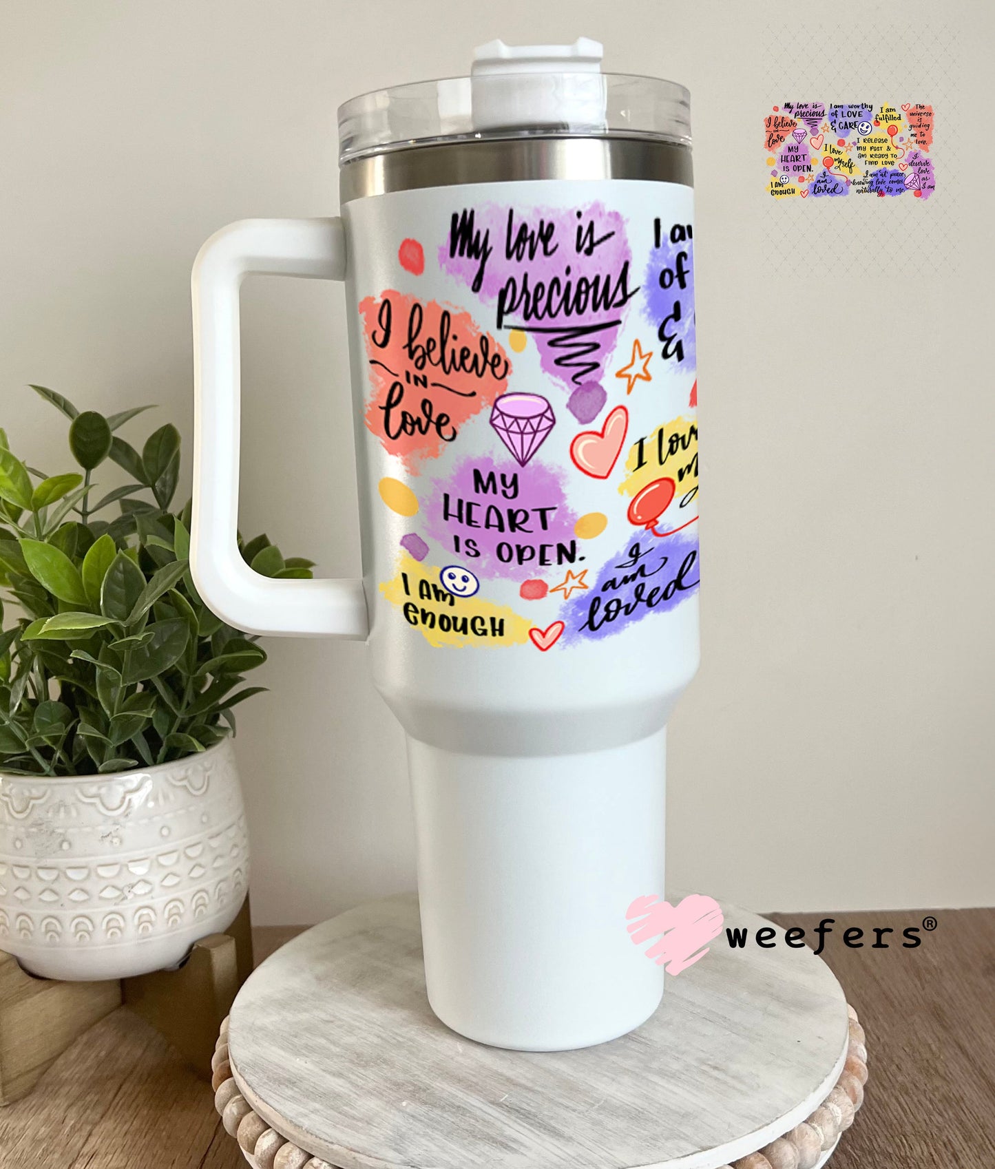 UV DTF Decal - Uplifting Affirmations 40oz Tumbler Weefers